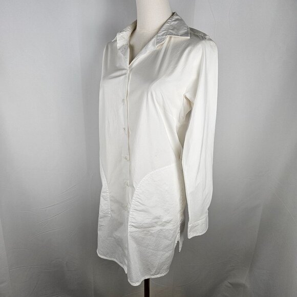 MaxMara Weekend Shirt Tunic Size 8 Long Sleeve Button-Down White - Picture 3 of 12